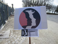 My double-sided sign during the march, made by Françoise Mariotti (1x2).