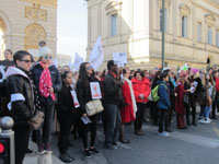 The front of the marching procession.