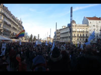 Festive gathering at Place de la Comédie.   [00:50]